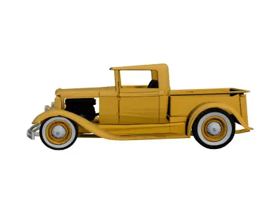 1930 Pickup Low Poly 3D Model with Textures Optimized Vintage  Low-poly 3D model