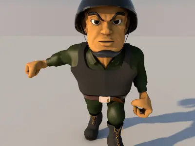soldier cartoon wearing helmet 3D model