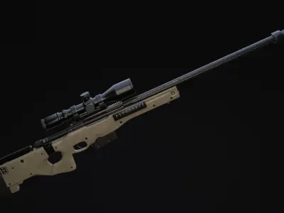 Rifle AI AWM Free low-poly 3D model