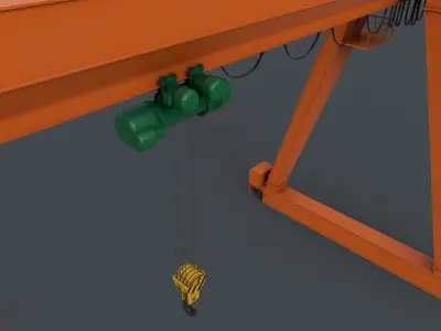 PBR Single Girder Gantry Crane V1 - ORANGE Low-poly 3D model
