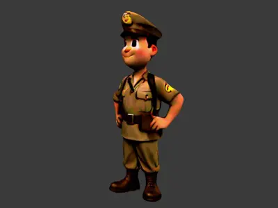 World War II Usa Soldier Low-poly 3D model