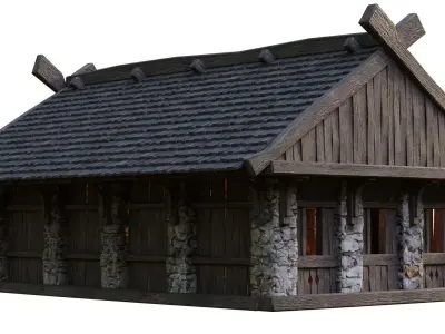 Old Medieval Building House 4K Textures GameReady 44 Low-poly 3D model