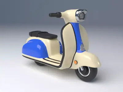 Classic Illustration Motorcycle Scooter Low-poly 3D model