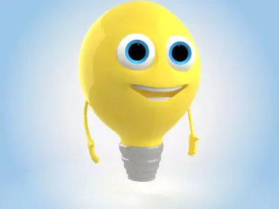 Cartoon light bulb 3D model
