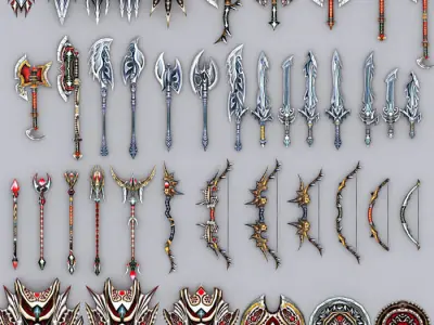 Fantasy arms set Low-poly 3D model