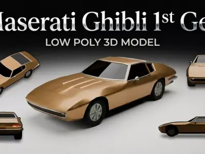 Maserati Ghibli 1st gen Low-Poly Game-ready Low-poly 3D model