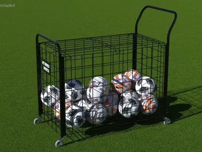 Black Metal Organizer Containing Soccer Balls 3D model
