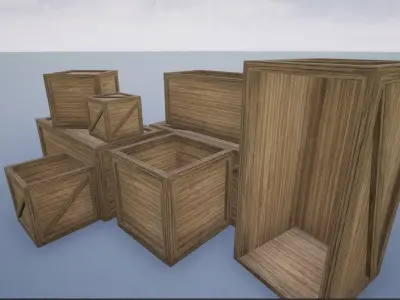 Low Poly Wooden Crates Low-poly 3D model