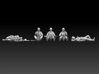 American soldiers ww2 3D print model