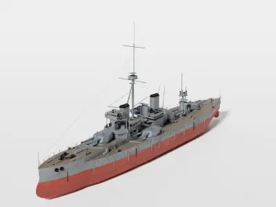 Dreadnought class battleship from World War 1 3D model