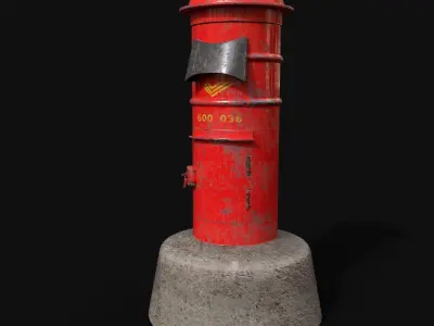 Letter Box Red Low-poly 3D model