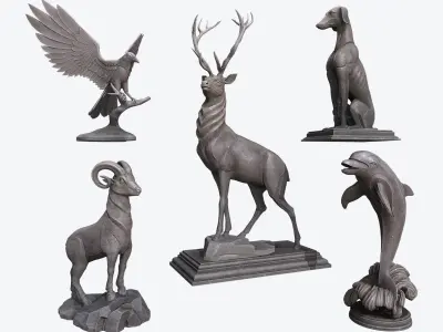 Animal Sculpture 2 3D Model Pack