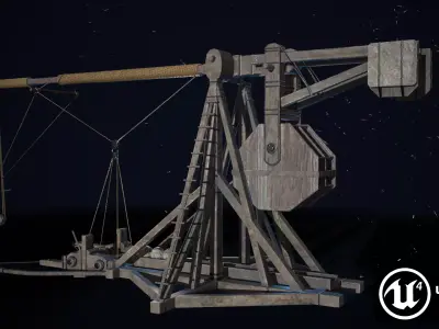 Medieval Trebuchet Low-poly 3D model
