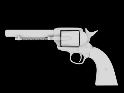 revolver Low-poly 3D model 7