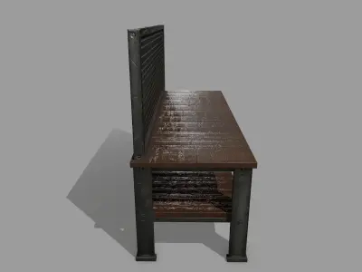 workbench bench made of wood and metal Low-poly 3D model buy
