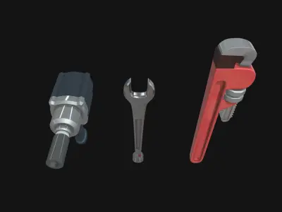 drill wrenches and pliers 3D model