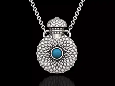 Round Textured Perfume Bottle Pendant 3D print model