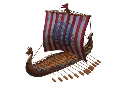 Viking longship  Low-poly 3D model