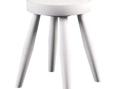 Large teak wood stool 3D model