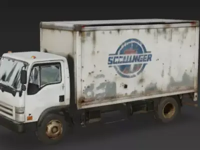 Wasteland Scavenger Weathered Box Truck 3D Model Low-poly 3D model