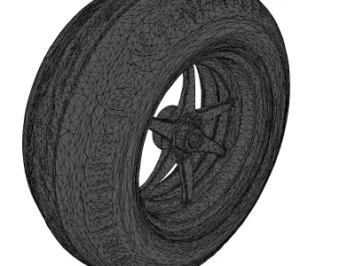 HighDetail Car Wheel with Yellow Rim 3D model