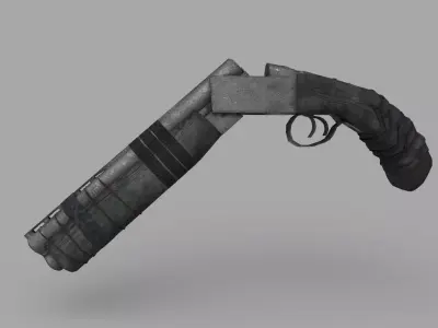 double-barreled homemade sawn-off shotgun Free low-poly 3D model