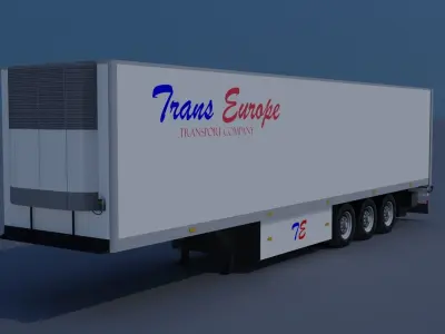 Trailer-refrigerator semi truck Low-poly 3D model