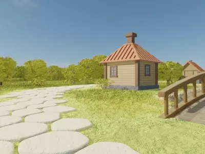 Charming Village Landscape 3D model