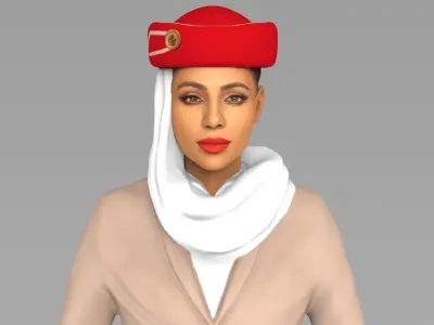 Emirates Airline stewardess ready for full color 3D printing 3D print model