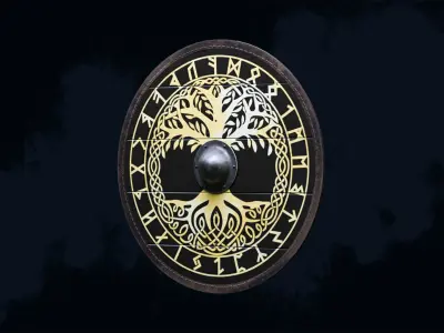 Viking shield 3 - Freshforged Low-poly 3D model