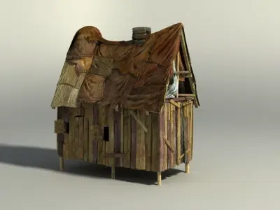 Shacks part 1 Low-poly 3D model