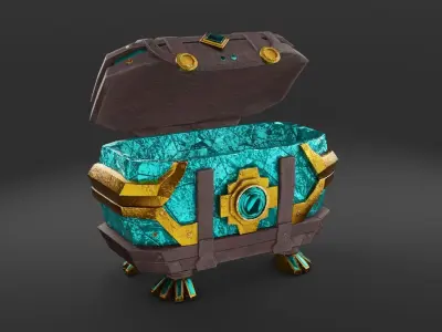 Magic Treasure Chest Low-poly PBR 3D model Low-poly 3D model