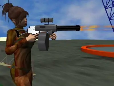 Shoulder fired  mini Gatling gun 3D model
