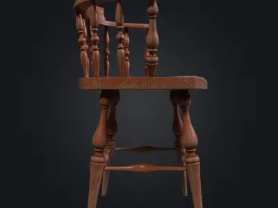 Old Windsor Chair 001 Low-poly 3D model