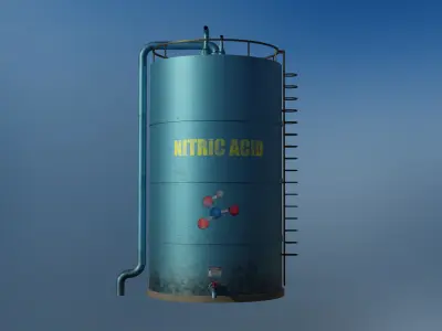 Industrial nitric acid storage tank 3D model