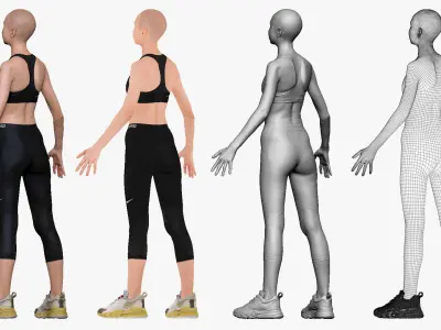001235 woman in fitness costume 3D model