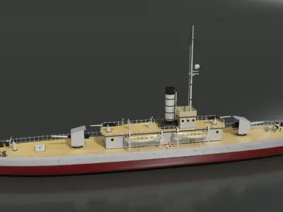 Nieugieta polish river gunboat laid down 1909 3D model