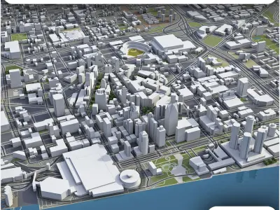 Detroit - city and surroundings 3D model