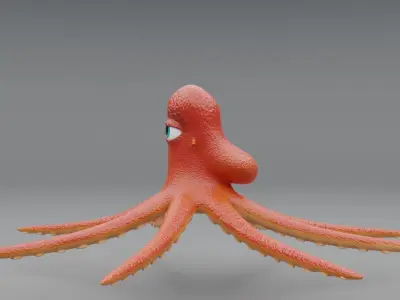 3D Octopus Cartoon Character 3D model