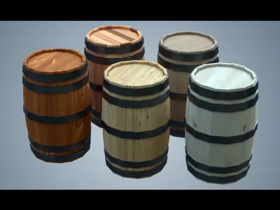Wooden Barrel  Low-poly 3D model