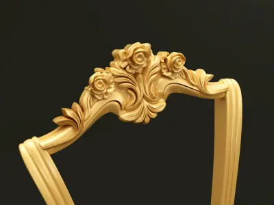 Classic Baroque Style Wooden Chair Base for CNC 3D model 2