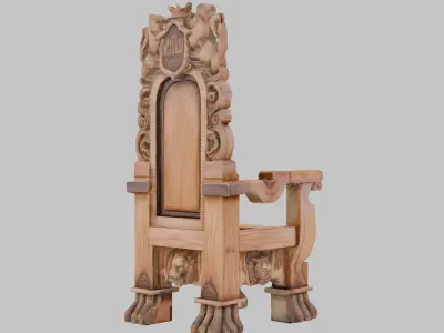 Majestic Wooden Throne 3D Model Low-poly 3D model