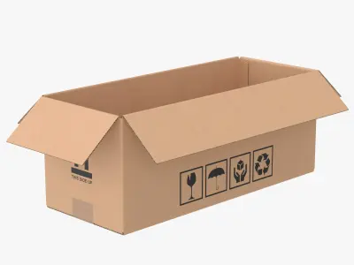 Cardboard Box 50x20x20 Open 3D model