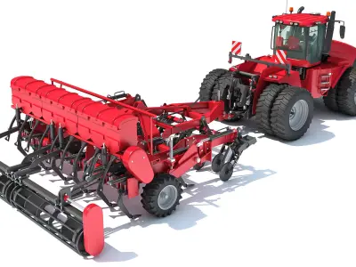 Articulated Tractor with Seed Drill 3D model