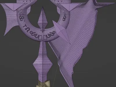 Axe Fire Medieval Weapon 3D model