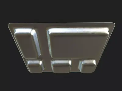 Industrial Metal Food Tray 3D Model with 5 Compartments 3D model