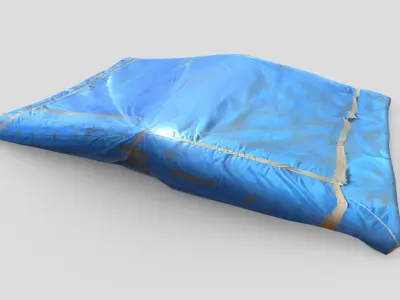 Folded Blue Tarp Low-poly 3D model