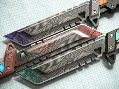 Sci-fi Knife KW PBR Low-poly 3D model