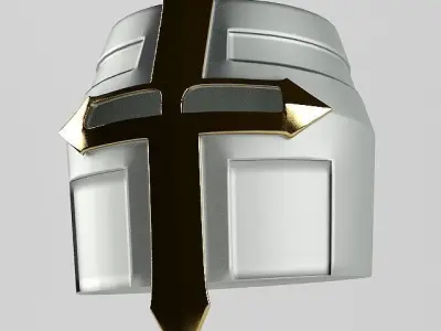 Helmet silver and gold with cross 3D model