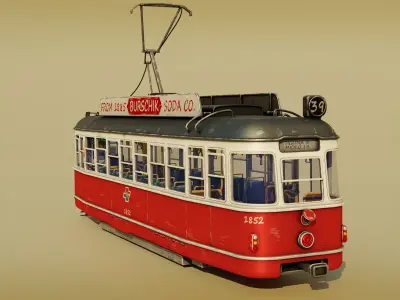 Tram Stylized Low-poly 3D model
